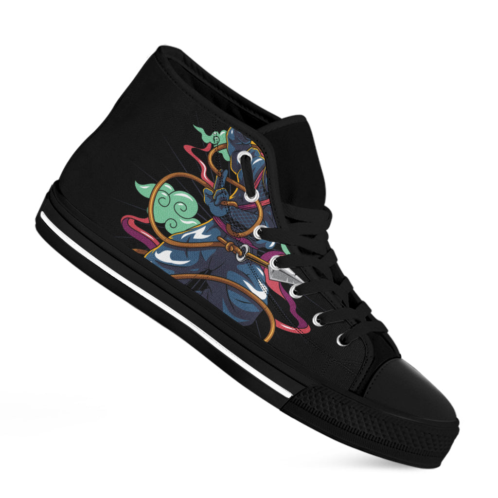 Ninja Warrior Print Black High Top Shoes