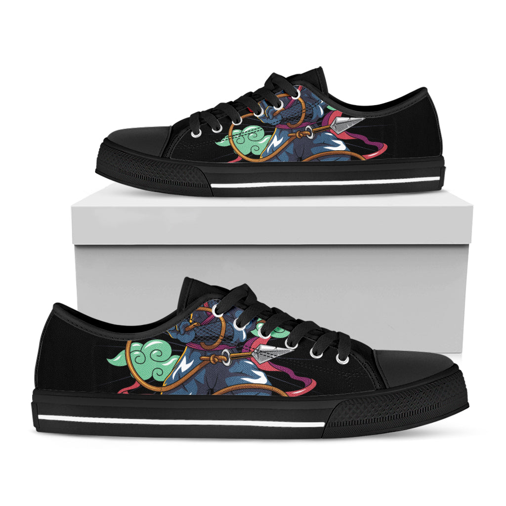 Ninja Warrior Print Black Low Top Shoes