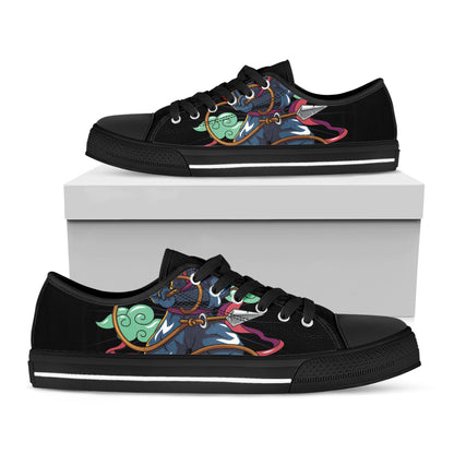 Ninja Warrior Print Black Low Top Shoes