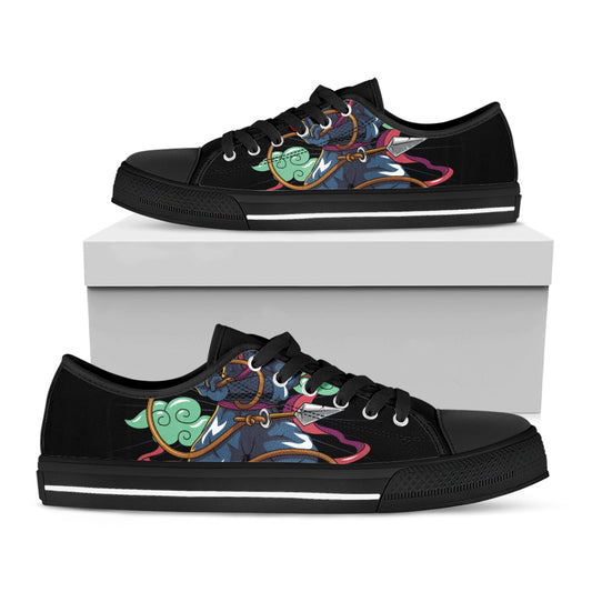 Ninja Warrior Print Black Low Top Shoes