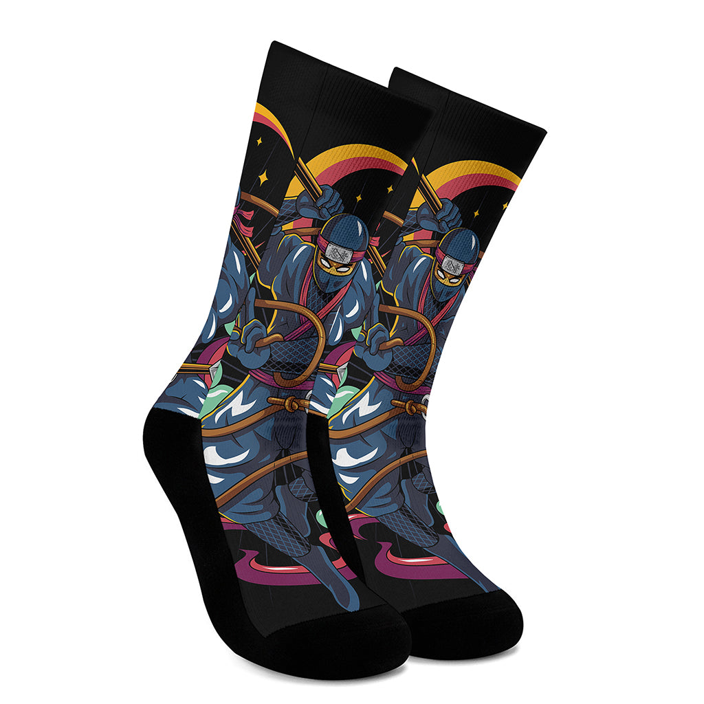 Ninja Warrior Print Crew Socks