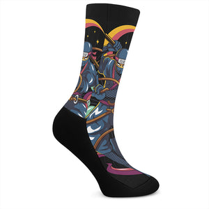 Ninja Warrior Print Crew Socks