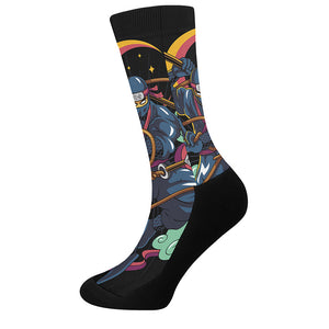 Ninja Warrior Print Crew Socks