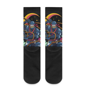 Ninja Warrior Print Crew Socks