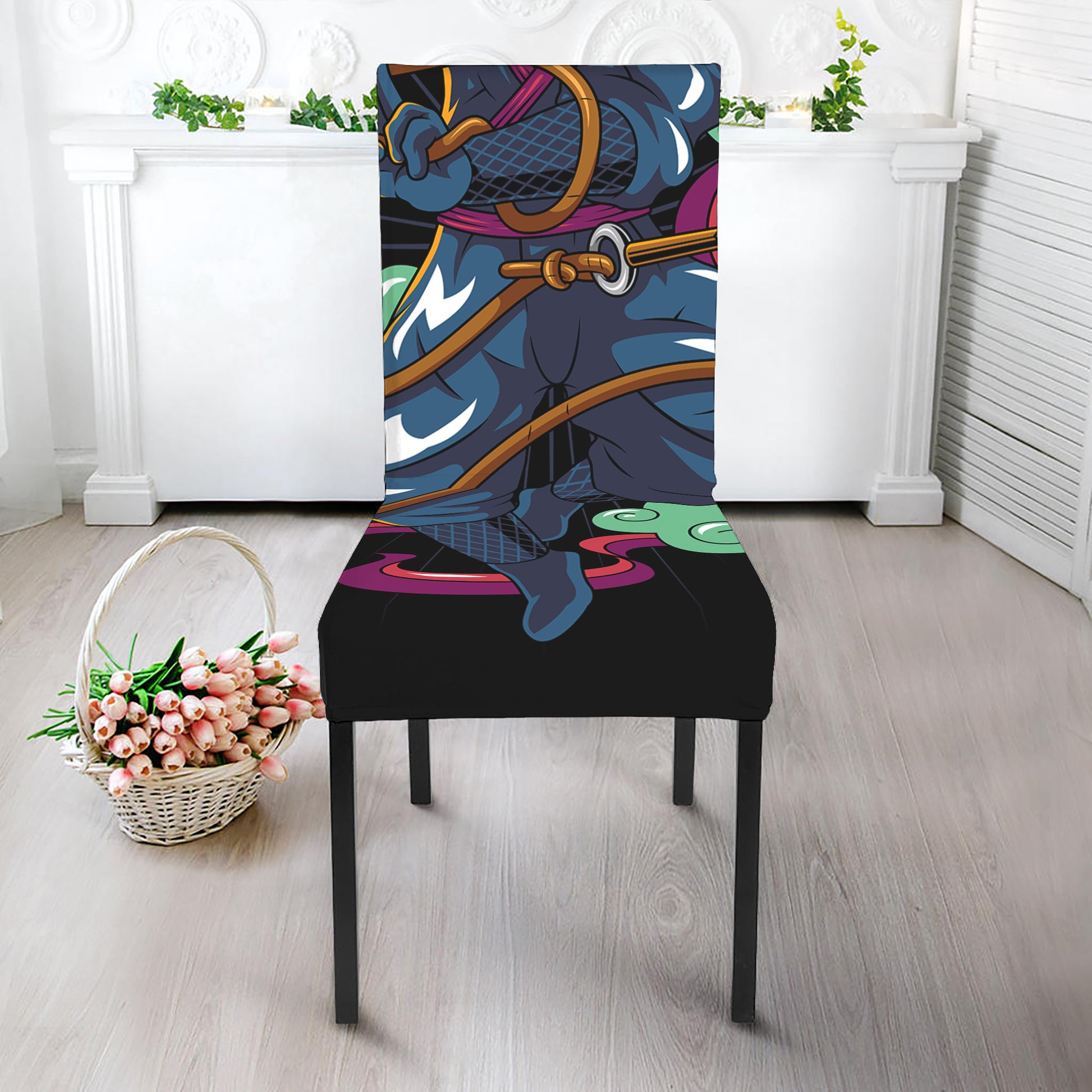 Ninja Warrior Print Dining Chair Slipcover