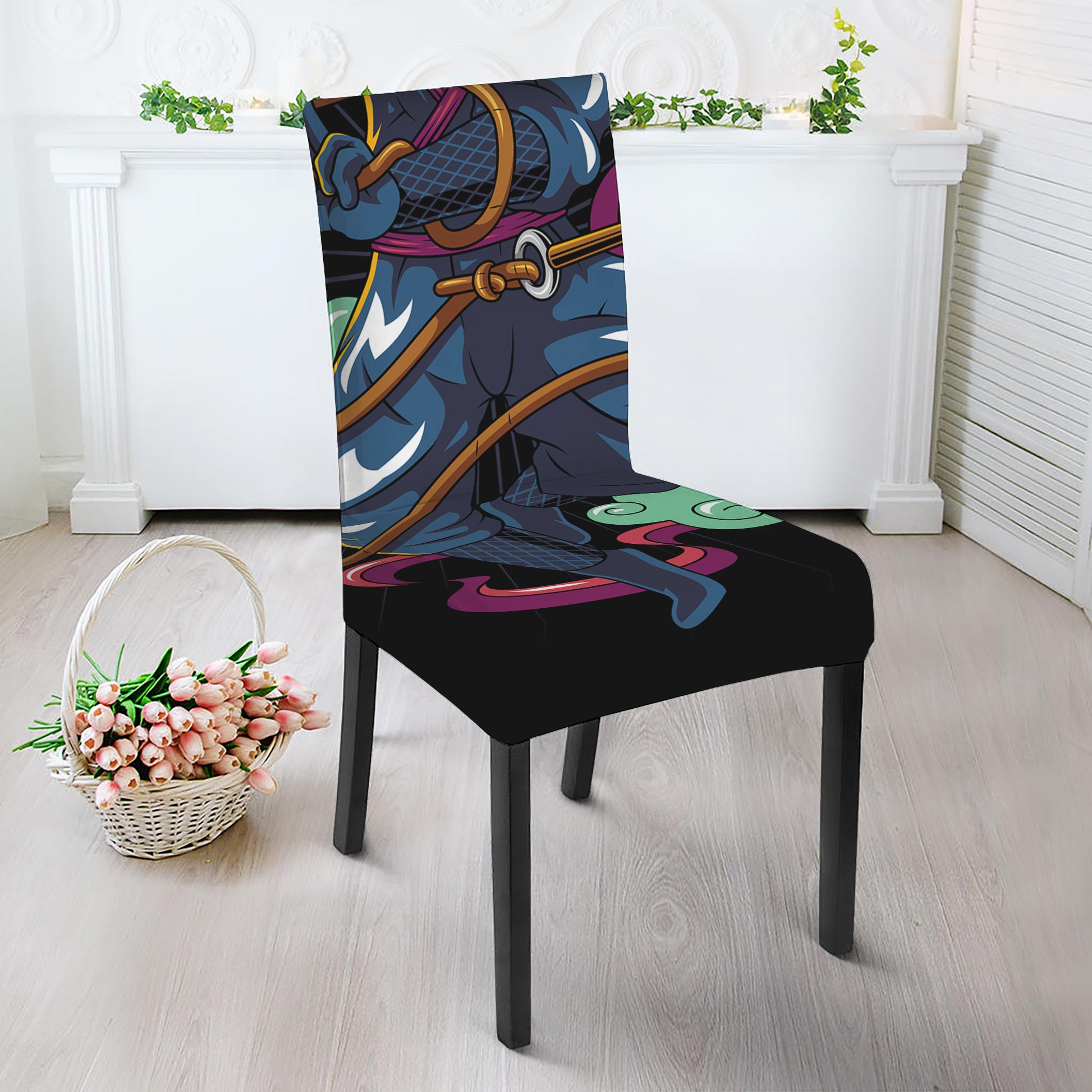 Ninja Warrior Print Dining Chair Slipcover