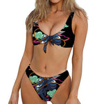 Ninja Warrior Print Front Bow Tie Bikini