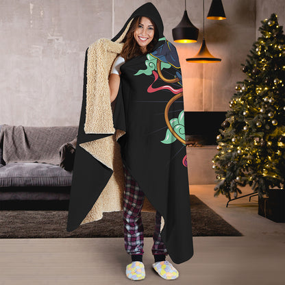 Ninja Warrior Print Hooded Blanket