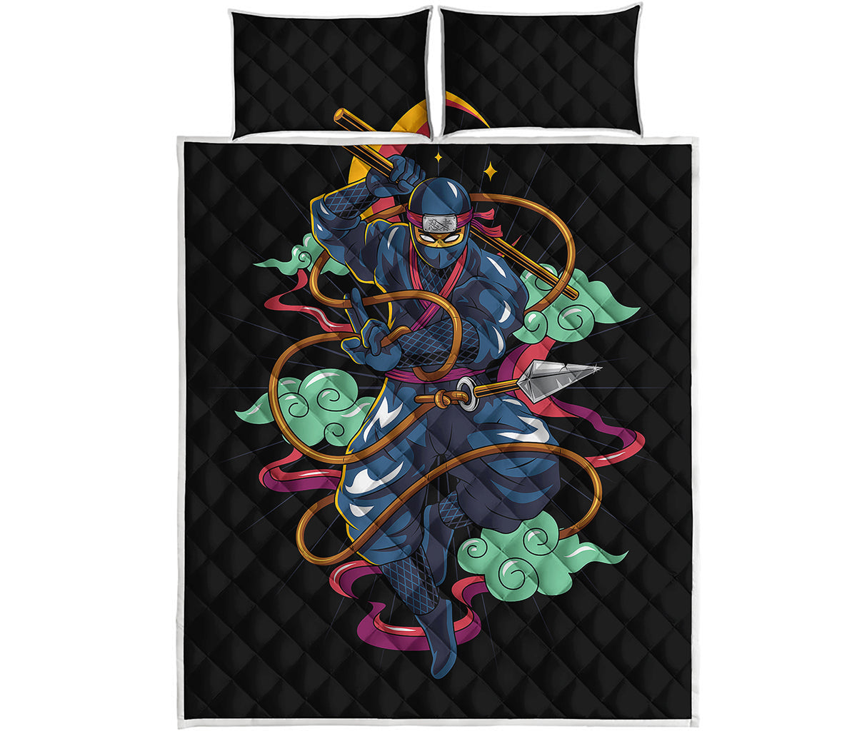 Ninja Warrior Print Quilt Bed Set