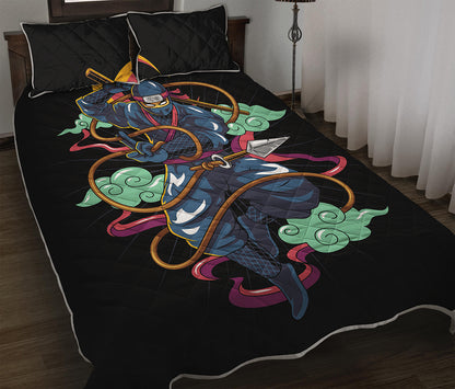 Ninja Warrior Print Quilt Bed Set