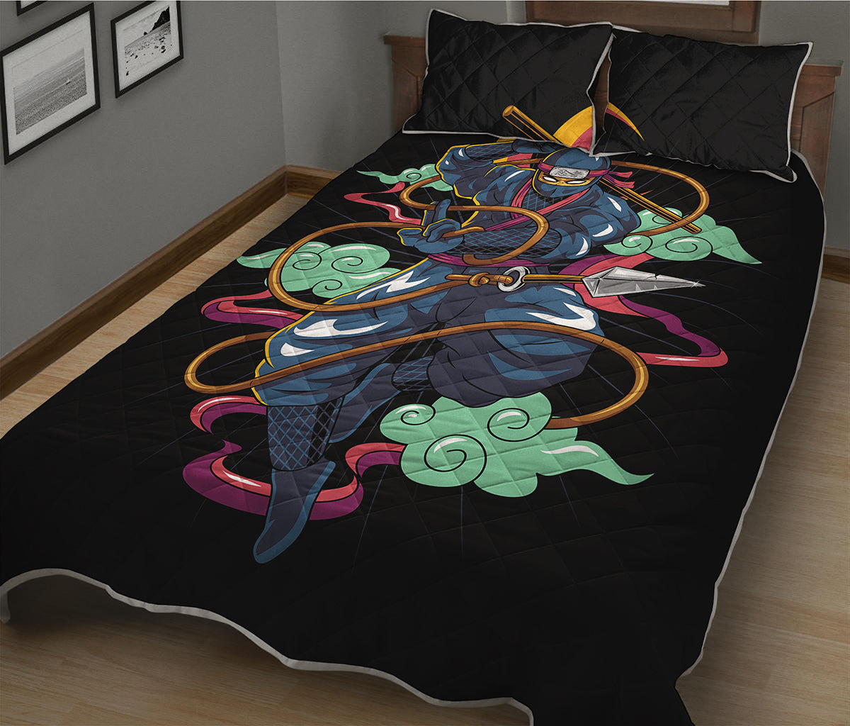 Ninja Warrior Print Quilt Bed Set