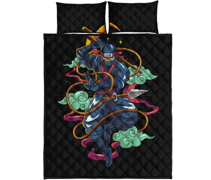 Ninja Warrior Print Quilt Bed Set