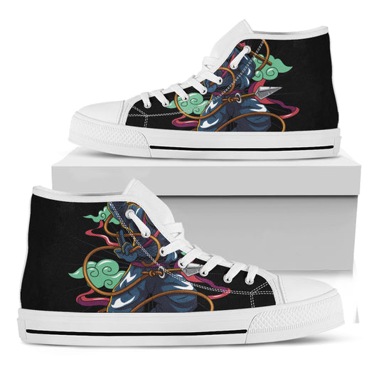 Ninja Warrior Print White High Top Shoes