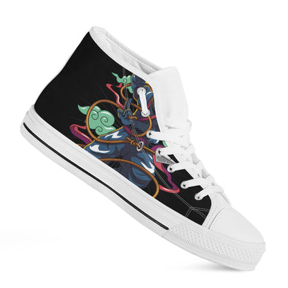 Ninja Warrior Print White High Top Shoes