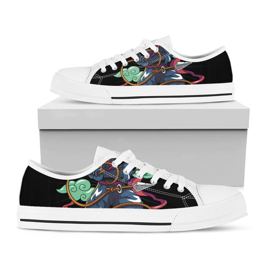 Ninja Warrior Print White Low Top Shoes