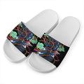 Ninja Warrior Print White Slide Sandals