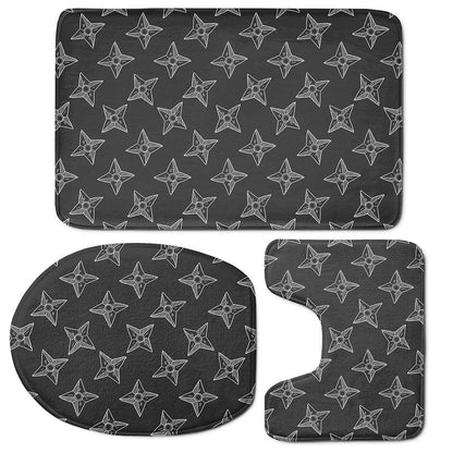 Ninja Weapon Pattern Print 3 Piece Bath Mat Set