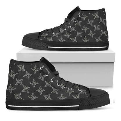 Ninja Weapon Pattern Print Black High Top Shoes