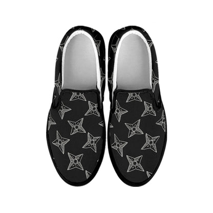 Ninja Weapon Pattern Print Black Slip On Shoes