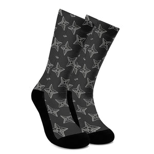 Ninja Weapon Pattern Print Crew Socks