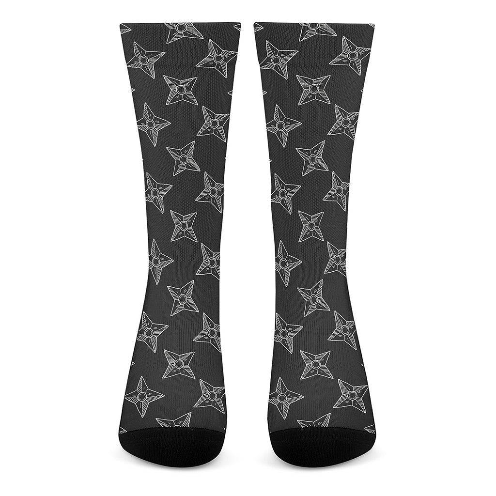 Ninja Weapon Pattern Print Crew Socks