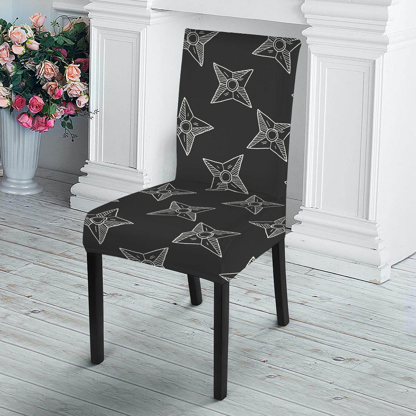 Ninja Weapon Pattern Print Dining Chair Slipcover