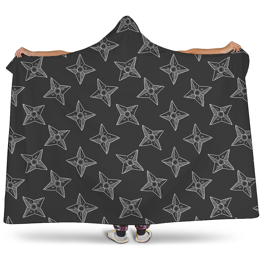 Ninja Weapon Pattern Print Hooded Blanket