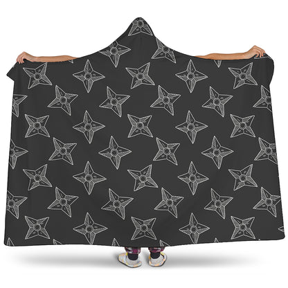 Ninja Weapon Pattern Print Hooded Blanket