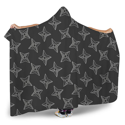 Ninja Weapon Pattern Print Hooded Blanket