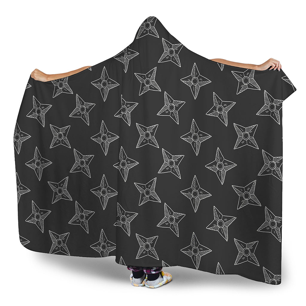 Ninja Weapon Pattern Print Hooded Blanket