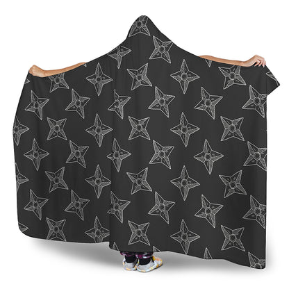 Ninja Weapon Pattern Print Hooded Blanket