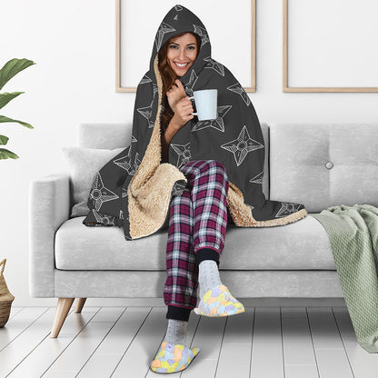 Ninja Weapon Pattern Print Hooded Blanket