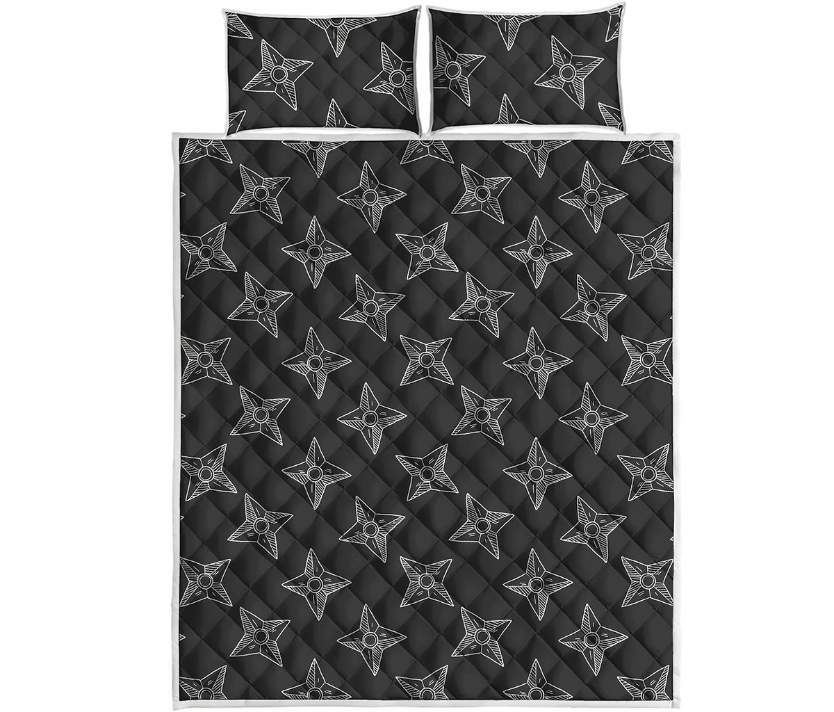 Ninja Weapon Pattern Print Quilt Bed Set