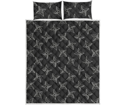 Ninja Weapon Pattern Print Quilt Bed Set