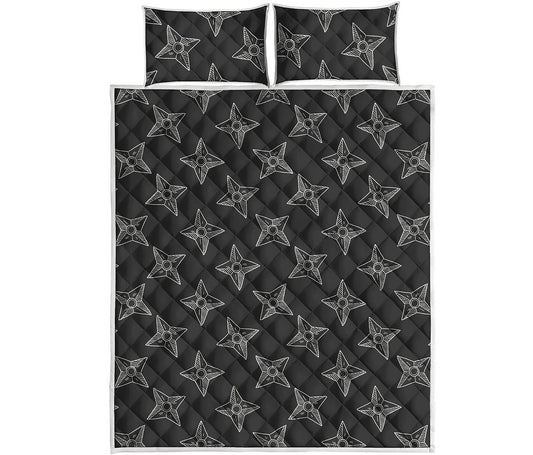 Ninja Weapon Pattern Print Quilt Bed Set