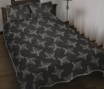 Ninja Weapon Pattern Print Quilt Bed Set