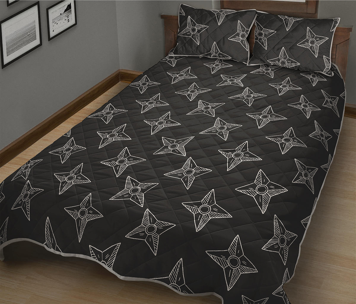 Ninja Weapon Pattern Print Quilt Bed Set