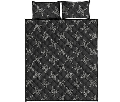 Ninja Weapon Pattern Print Quilt Bed Set