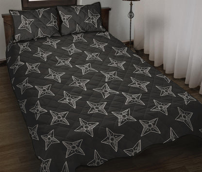 Ninja Weapon Pattern Print Quilt Bed Set