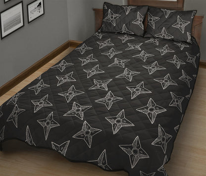 Ninja Weapon Pattern Print Quilt Bed Set