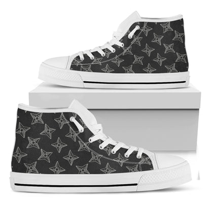 Ninja Weapon Pattern Print White High Top Shoes