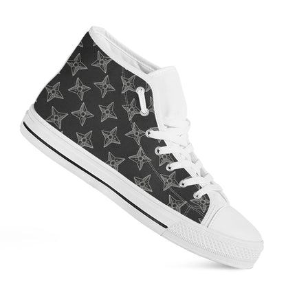 Ninja Weapon Pattern Print White High Top Shoes