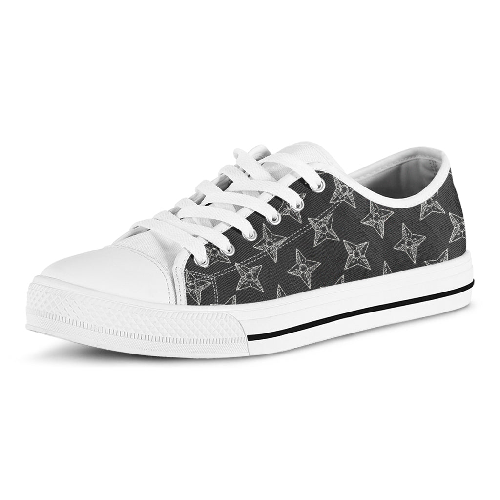 Ninja Weapon Pattern Print White Low Top Shoes
