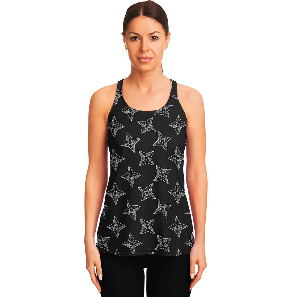 Ninja Weapon Pattern Print Women's Racerback Tank Top