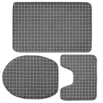 Noisy Windowpane Pattern Print 3 Piece Bath Mat Set
