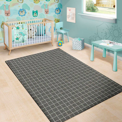 Noisy Windowpane Pattern Print Area Rug