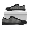 Noisy Windowpane Pattern Print Black Low Top Sneakers