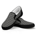 Noisy Windowpane Pattern Print Black Slip On Sneakers