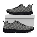 Noisy Windowpane Pattern Print Black Sneakers