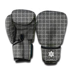 Noisy Windowpane Pattern Print Boxing Gloves